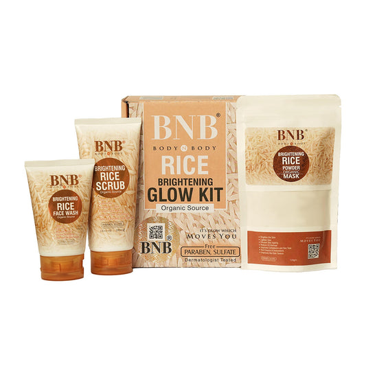 BNB Rice Extract Bright & Glow Kit ( Rice Face Wash + Rice Scrub + Rice Mask )